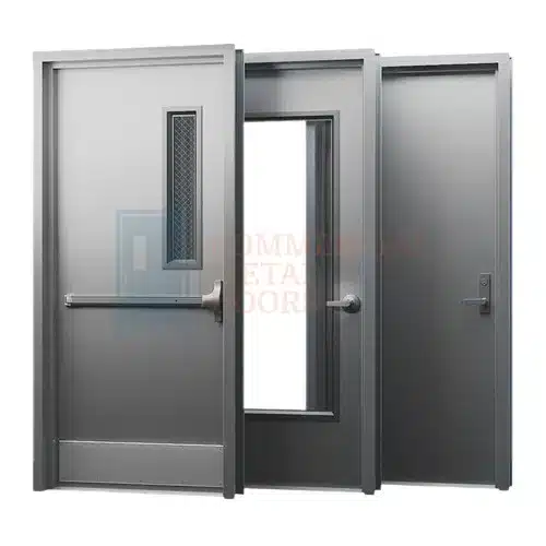 Metal doors with louvers and glass kit