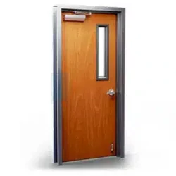 wood door with glass